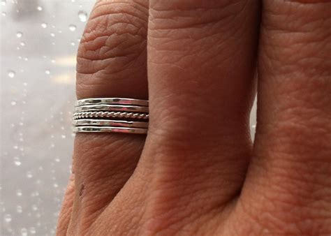 Set Of 5 Tiny Sterling Silver Stacking Rings Mix And Match Etsy