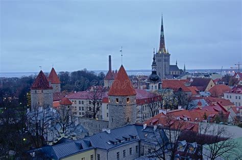 Aerial View Of Tallinn Capital City Of Estonia In Late Evening Light