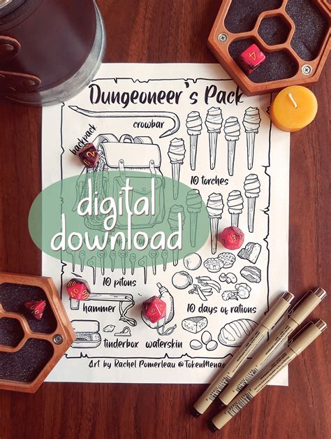 Dungeoneer's Pack Visual Aid Coloring Page Digital - Etsy