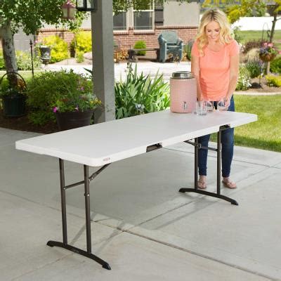 Table length 8 feet width 3 feet height 29 inches table. Lifetime 6-Foot Fold-In-Half Table - 2 Pack (Commercial)