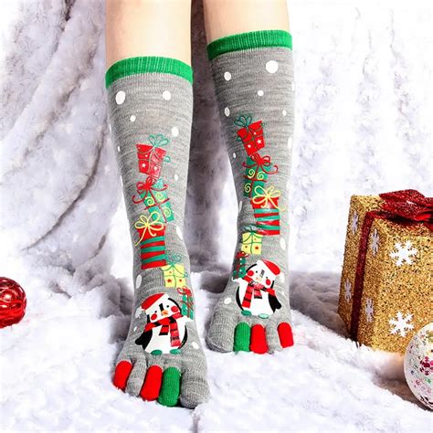 Aliexpress Com Buy MISSKY Christmas Style Women Colorful Toe Socks Winter Autumn Split Cotton