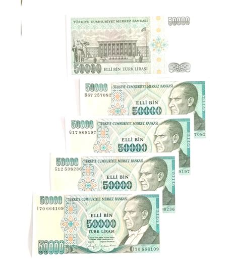 7 Emisyon 50 000 Türk Lirası Eski Koleksiyon Kağıt Para Para