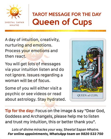 Tarot Card Of The Day Queen Of Cups In 2021 Spirituality Energy