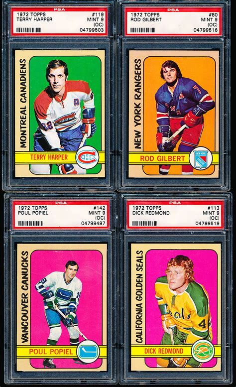 Lot Detail 1972 73 Topps Hockey 4 Diff Cards Graded Psa Mint 9 Oc