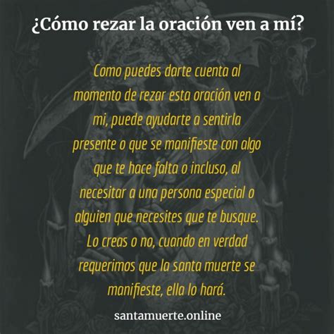 Maybe you would like to learn more about one of these? Oración Ven a Mi a la Santa Muerte | Milagrosa para ...