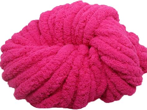 Hot Pink Chunky Knit Chenille Yarn Chunky Chenille Yarn Jumbo Chenille Yarn Hand