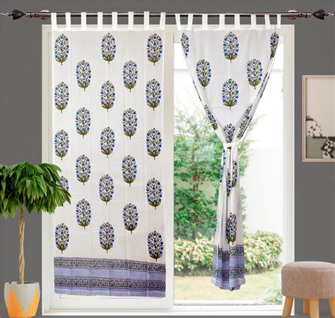 Colorful Hand Block Print Curtain With Border Set Of Two Etsy