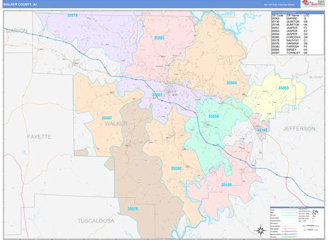 Walker County, AL Wall Map Color Cast Style by MarketMAPS - MapSales