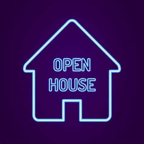 Premium Vector Open House Sign With Neon