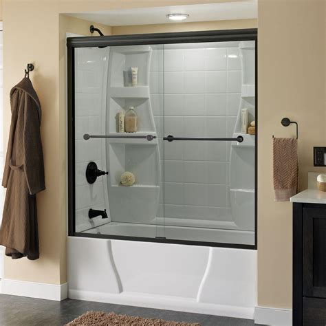 Glass Bathtub Doors Mia 40 In X 55 In Frameless Hinge Tub And