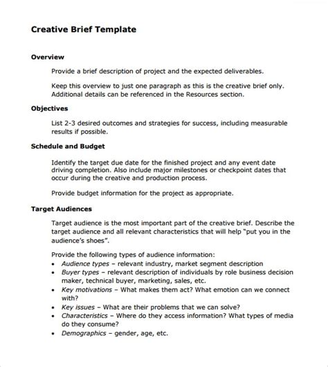 Free 9 Sample Creative Brief In Pdf Ms Word