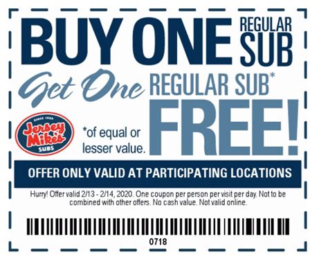Buy One Get One Free Sub At Jersey Mikes With Coupon Clark Deals