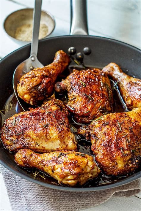 Healthy food to cook with chicken. Balsamic Honey Skillet Chicken Legs | Drumstick recipes ...