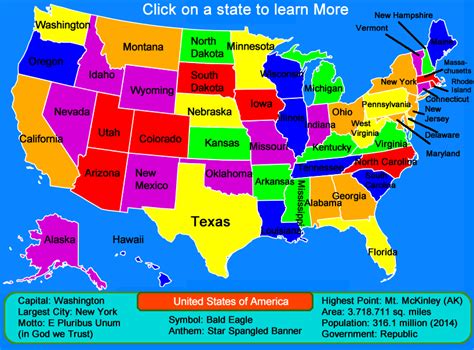 United States Interactive Interactive Map Click And Learn United