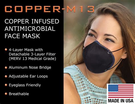 Copper Infused Face Mask Reusable And Washable Copper M13 Etsy