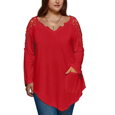 Buy Feitong Plus Size Summer Lady Lace Blouses Womens