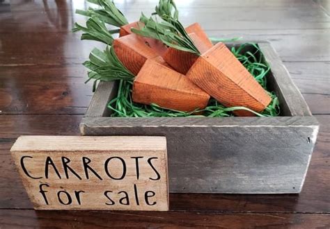 Small Wooden Carrots Rustic Easter Decor Farmhouse Kitchen Etsy