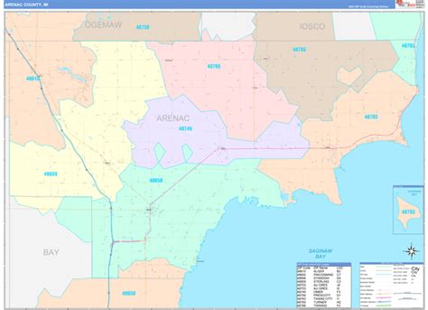 Arenac County Mi Wall Map Color Cast Style By Marketmaps Mapsales