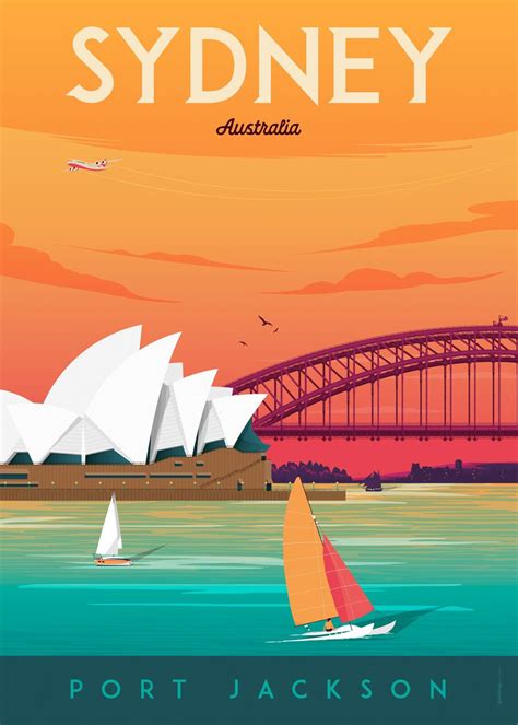 Sydney Travel Poster Poster Picture Metal Print Paint By Olahoop