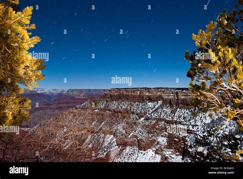 Grand Canyon National Park Az Stars Track Across The Night Sky Above