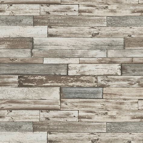 Authentic Wood Panel Distressed Effect Textured Grey Brown Wallpaper