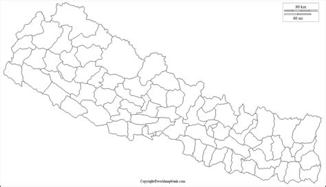 Printable Blank Map Of Nepal Outline Transparent PNG Map