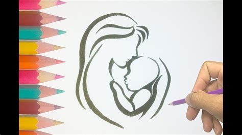 Drawing monkeys monkey face head hand mother orangutans cub graphic background illustration dreamstime vector sketch. How To Draw A Mother Hugging A Baby | Mother and Baby ...