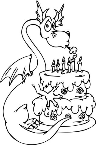 Greeting cards with lol dolls, ladubug, cat noir, baby yoda, paw patrol and other relevant characters. Dragon with Happy Birthday Cake coloring page | Free ...