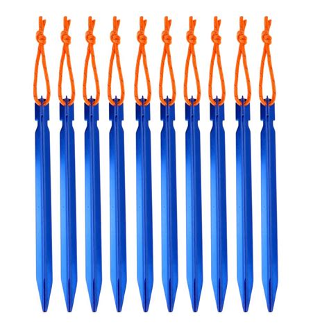Buy 10 Pcs 18cm Aluminum Alloy Tent Pegs Ground Nail Stake Camping Awning Blue At Affordable