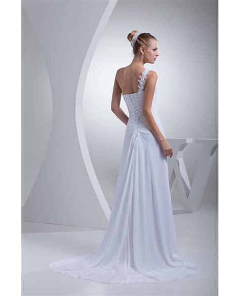 one shoulder greek style pleated long wedding dress op4434 164 3
