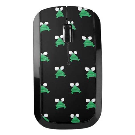 Green Frogs On Black Wireless Mouse Zazzle Wireless Mouse Green