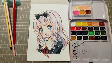Cute Girl Anime Watercolor Drawing Process Draw So Easy Anime Youtube
