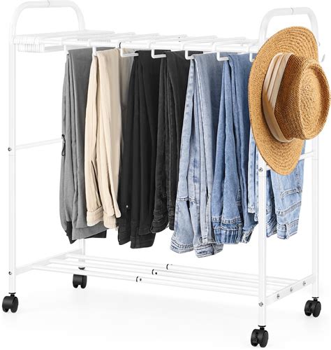 Pants Hangers Rolling Trouser Trolley With 20 Storage Hangers