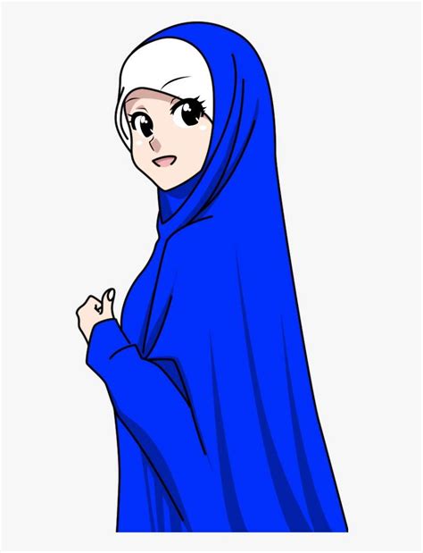 Doodle Wanita Muslimah Hijab Biru Anime Muslimah Doodle Muslimah