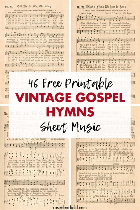 Free Printable Vintage Gospel Hymns Sheet Music Rose Clearfield