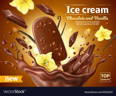 Realistic Ice Cream Poster Chocolate Popsicle Vector Image