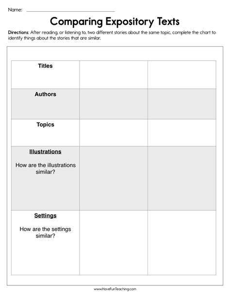 Comparing Expository Texts Worksheet By Teach Simple