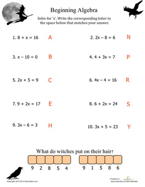 Solve the given practice questions based on vedic maths. Algebra for Beginners | Algebra worksheets, Halloween math worksheets, Math worksheets
