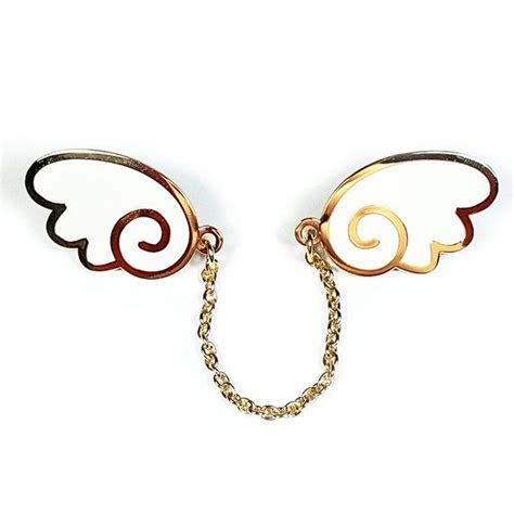 angel wings enamel pins with chain white gold wing lapel pin etsy gold angel wings enamel