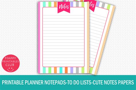 Printable Planner Notepads To Do Lists Notes Papers Sheets Crella