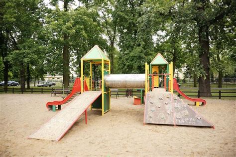 Playground On A Background Of Trees In The Cytadela Park Poznan Polan