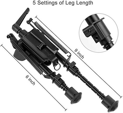 Inch Tactical Swivel Bipod Foldable Notched Legs Pivot Tilt For