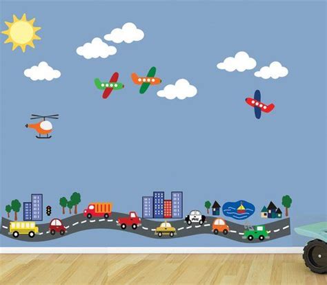 Reusable Road With Cars Planes Transportation Wall Decal 616 In 2020