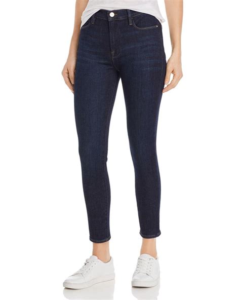 Frame Le High Cropped Skinny Jeans In Samira In Blue Lyst