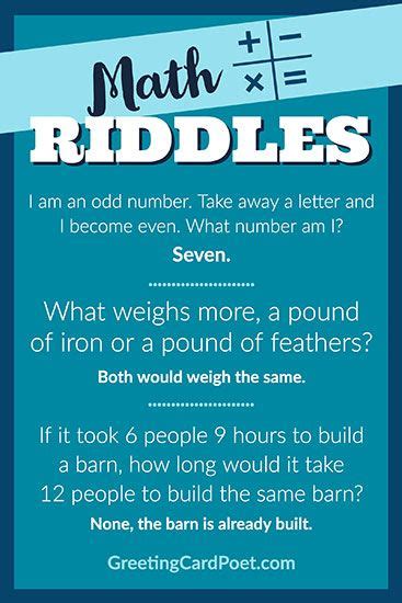 Funny Math Riddles For Kids With Answers Easy Riddles Time