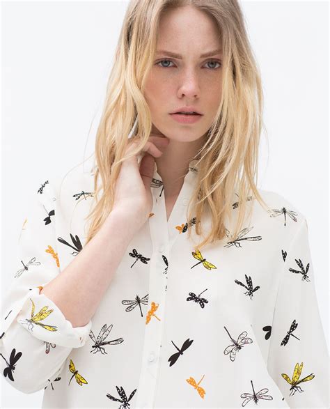Image Of Printed Shirt With Tab Sleeves From Zara Beautiful Outfits