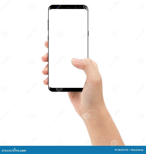 Hand Holding Phone Mobile Isolated On White Background Stock Image