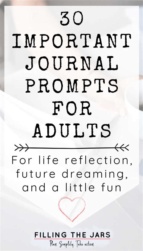 30 Important Journaling Prompts For Adults Filling The Jars