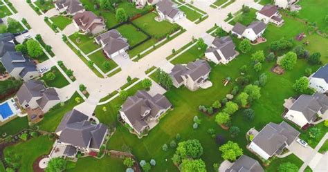 Exceptionally Beautiful Suburban Neighborhoods Homes Aerial View