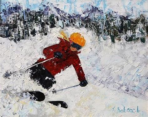 Daily Paintworks Skier Ski Art Paintings Winter Art Colorado
